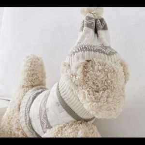 Pottery Barn Doodle Faux Fur Dog in Winter Cap and Sweater Pillow 🐶